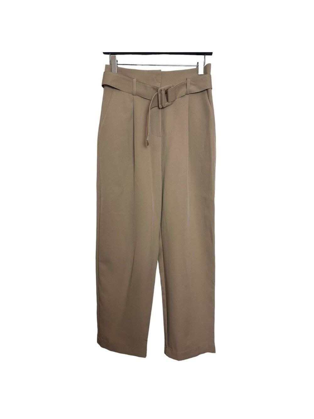 Idem Ditto Latte High Rise Cropped Cigarette Style Trouser Pants in Latte Brown